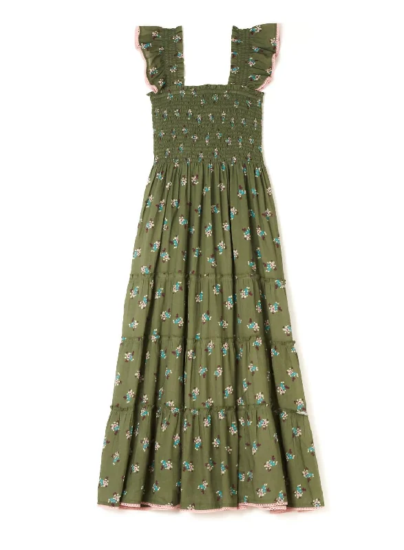 Premium Fabrics Vivi Print Maxi Dress In Khaki