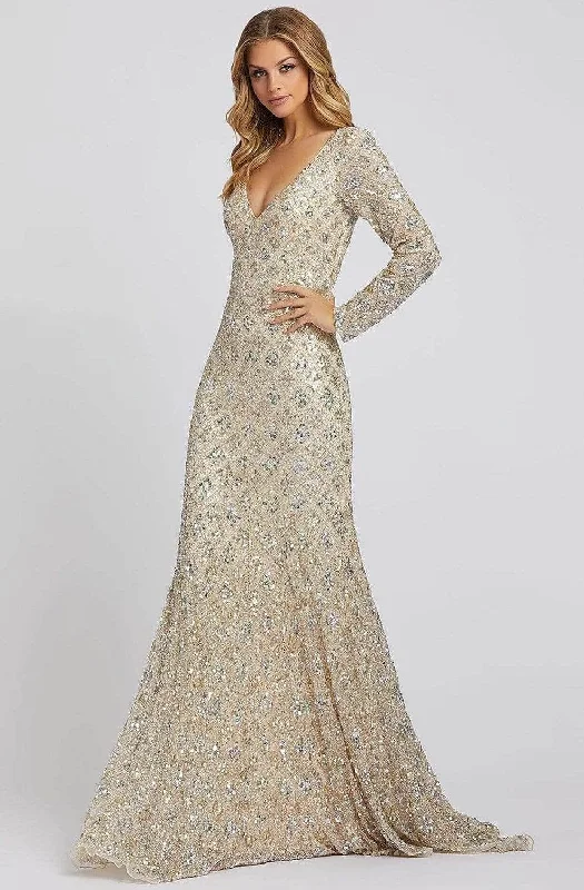 Trendy Threads Mac Duggal Evening - 5021D Sequined Long Sleeves Gown