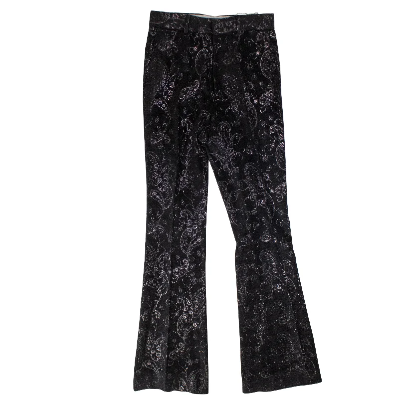 Wardrobe Upgrade Amiri Paisley Velvet Glitter Flare - Black