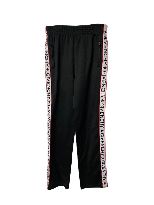 Final Sale Givenchy Logo Tape Track Pants in Black Polyester