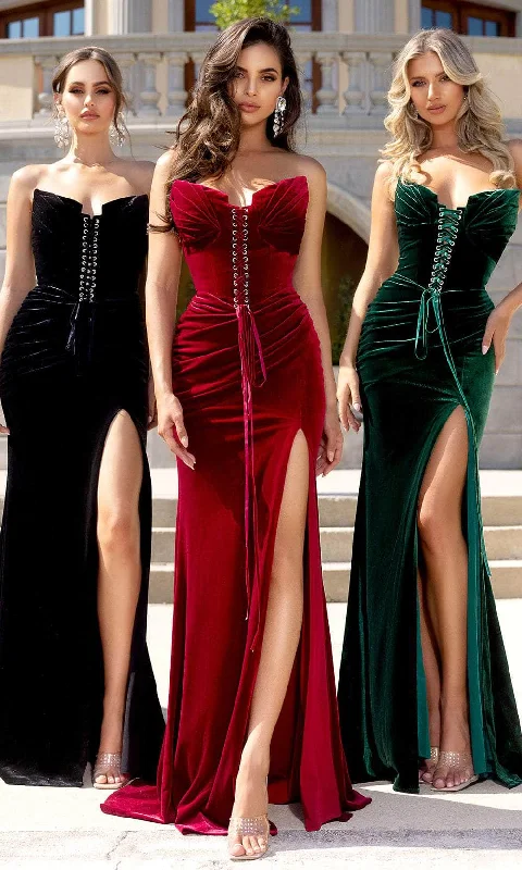 Flash Discount Portia and Scarlett PS25640E - Front Lace-Up Sheath Prom Gown