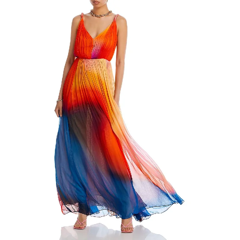 End of Season Sale Womens Ombre Pleated Maxi Dress