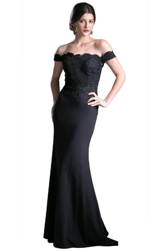 Clothing Woman Ladivine CF158 - Off Shoulder Gown in Stretch Crepe Evening Dress