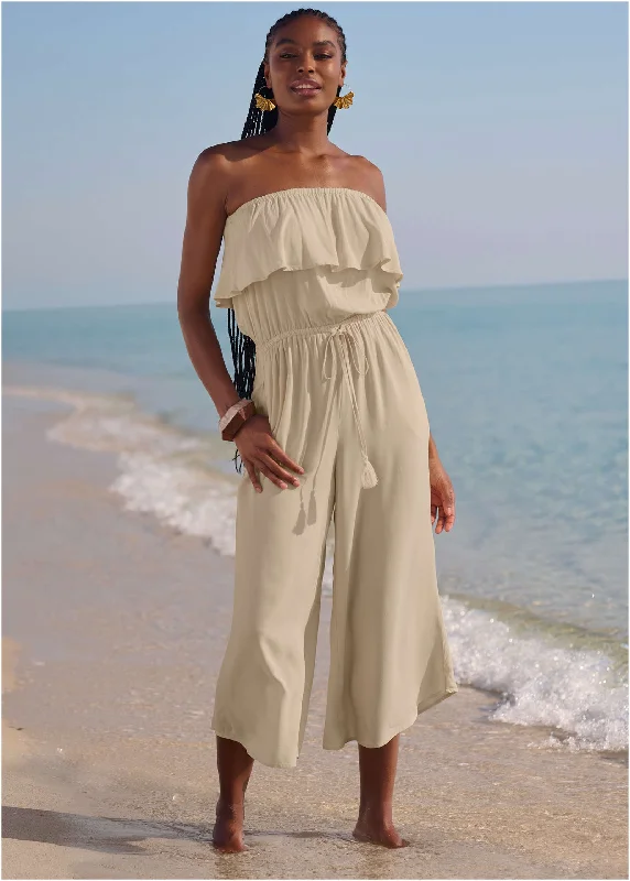 Women's Clothing Online Sale Strapless Jumpsuit Cover-Up - Sweet Cream