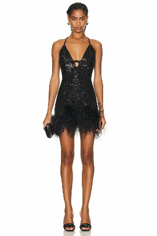 Flash Sale Event Sparkly Glam Sequin Feather Mini Dress