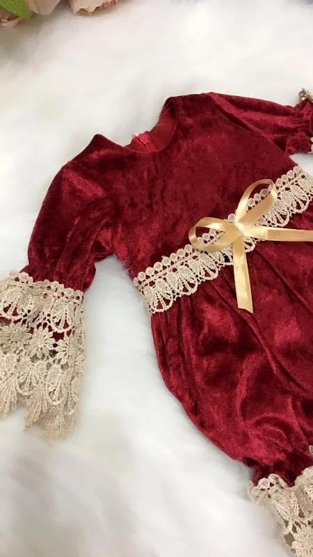 New Season Fashion Preview Velvet Romper and Bonnet