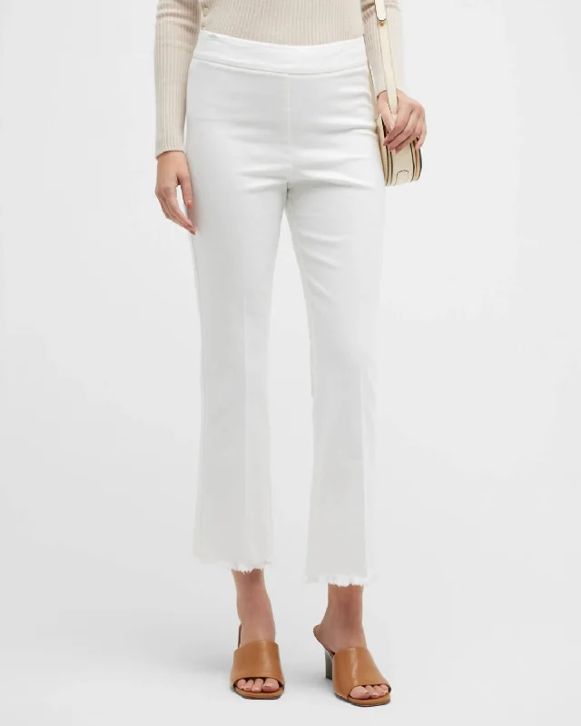 Get The Latest Trends Leo Frayed White Crop Flare Denim Pants