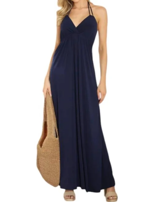 Must-Have Styles Double Strap Maxi Dress In Navy