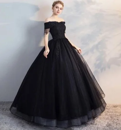 Trendy Women's Collection Black Off Shoulder Lace Applique Wedding Dresses,A Line Bridal Dresses cg1430