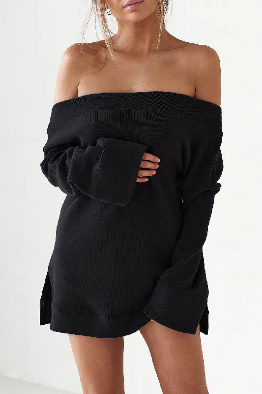 Seize Bargains Off The Shoulder Mini Dress - Black