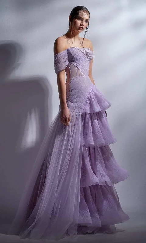 Signature Style Essentials MNM Couture - G1282 Sheer Corset Bodice Ruffle A-Line Gown