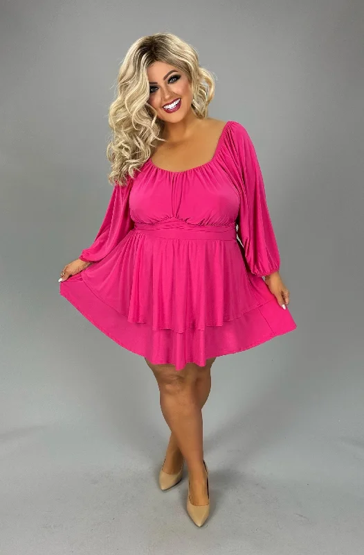 Premium Quality Garments 99 RP-B {On A Journey} Fuchsia Smocked Romper w/Belt  CURVY BRAND!!!  EXTENDED PLUS SIZE 2X 3X 4X 5X