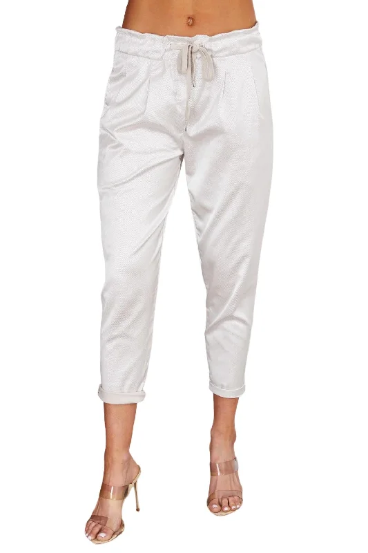 Sale Event, Prices Rock Metallic Sheen Elastic Pant In Ivory