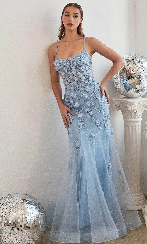 Free Spirited Fashion Cinderella Divine CD995 - Appliqued Scoop Neck Trumpet Gown