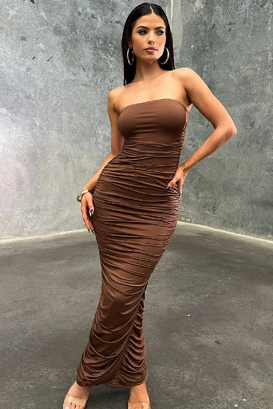 The Epitome Of Modern Women's Fashion Tonic Maxi Dress - Brown