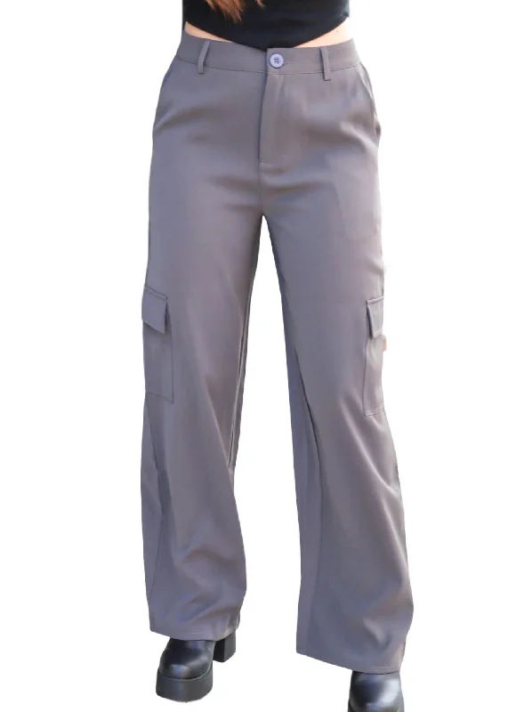 Hurry Before It's Gone Just Getting Started Cargo Pants In Charcoal