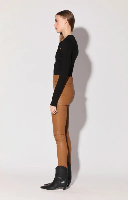 Trendy Threads Raquelle Pant, Camel - Stretch Leather