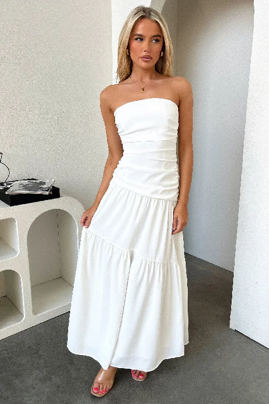 Best Online Women's Boutiques Charlotte Strapless Maxi Dress - White