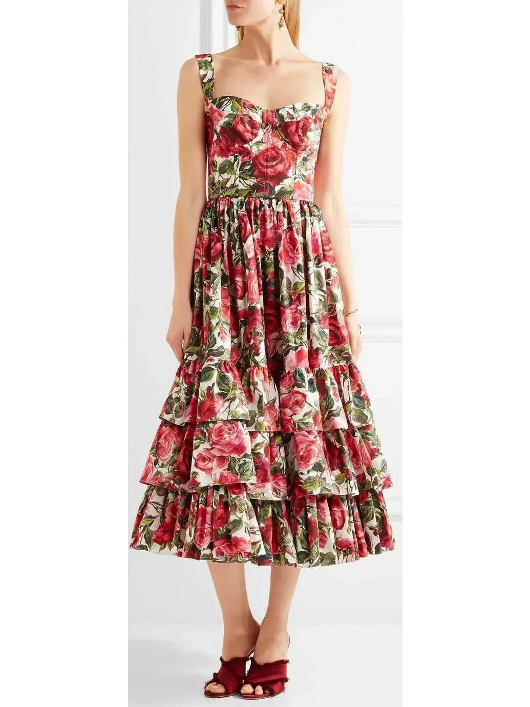 Unleash Your Trend Driven Style Ruffled Floral-Print Cotton-Poplin Dress