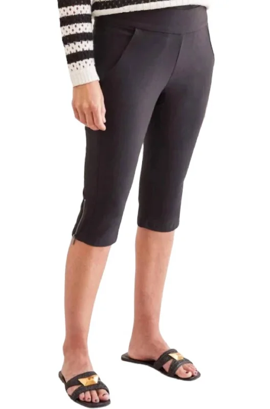 Day To Night Styles Flatten It Pull On Capri Pants In Black