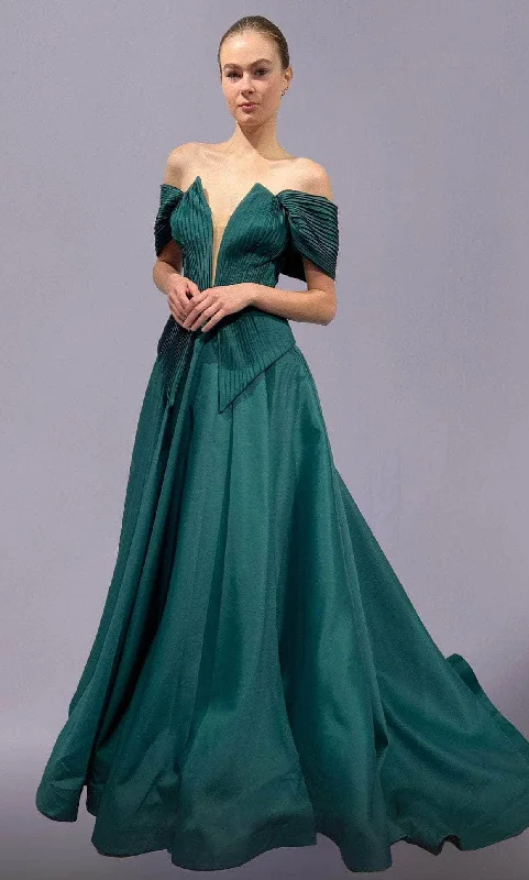 Style Versatile Women's Collection MNM Couture 2687 - Off Shoulder Taffeta Gown