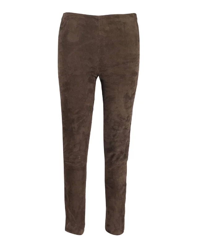 Embrace New Fashion The Row Slim Fit Leggings in Khaki Green Lambskin