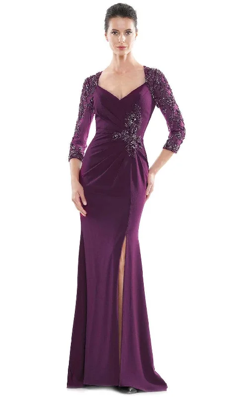 Flash Sale Now Marsoni by Colors - MV1070 Beaded Sheer Sleeves V Neckline Slit Gown