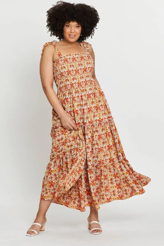 Budget-Friendly Fashion Paisley Pr Maxi Dress Square Neck Sleeveless