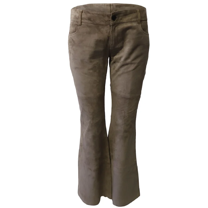 Shop Our Looks Joseph Suede Bellbottom Pants in Brown Lambskin