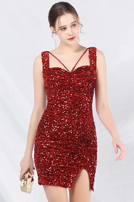 Modern Casual Clothing Divine Dazzle Sequin A-line Mini Dress