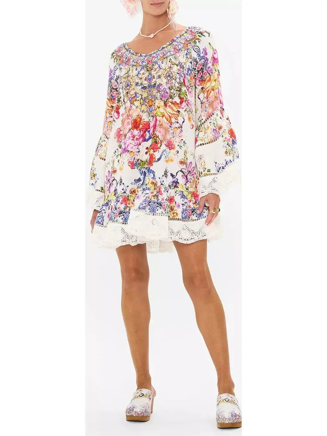 Additional Time-Limited Offers A Line Frill Dress with Floral Print