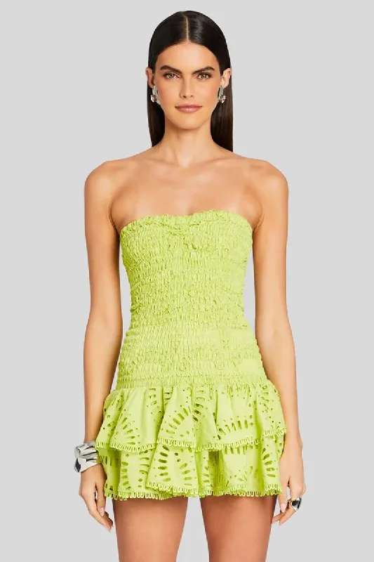 Sophisticated Style Getaway Fun Eyelet Strapless Mini Dress