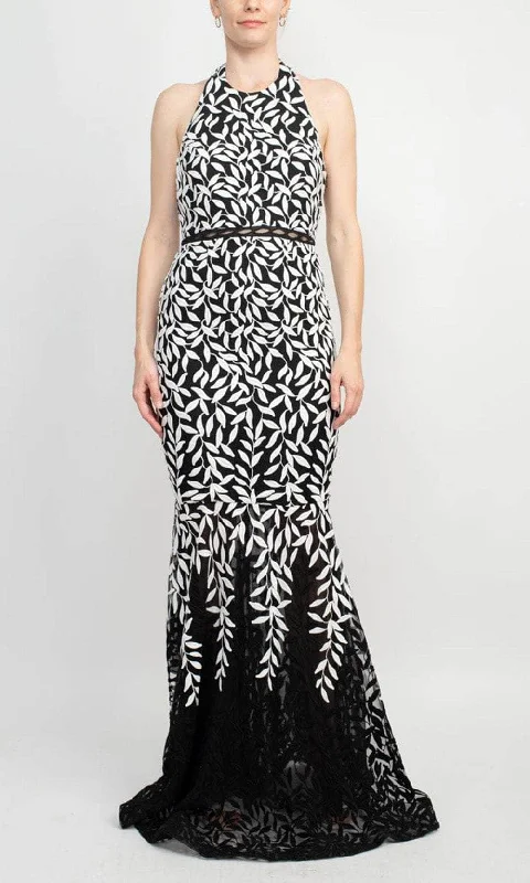 Hot Trends Alberto Makali 185600 - Halter Leaf Embroidered Evening Gown