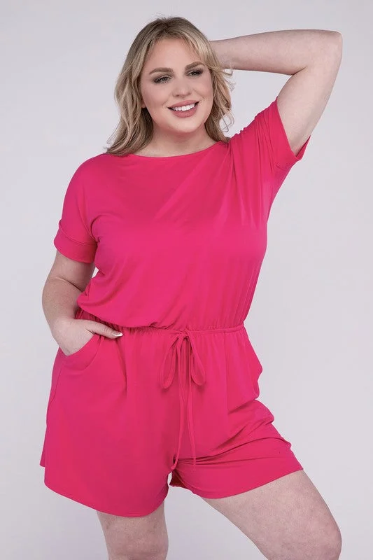 Chic Outfits Plus Size Brushed DTY Romper with Pockets