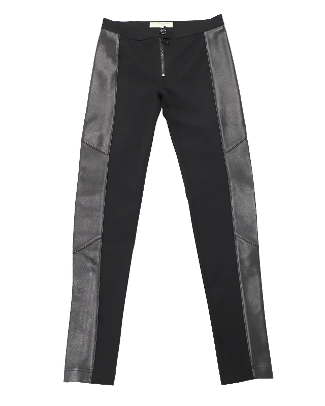 Exclusive Discounts Burberry Leggings with Leather Side Panel in Black Viscose