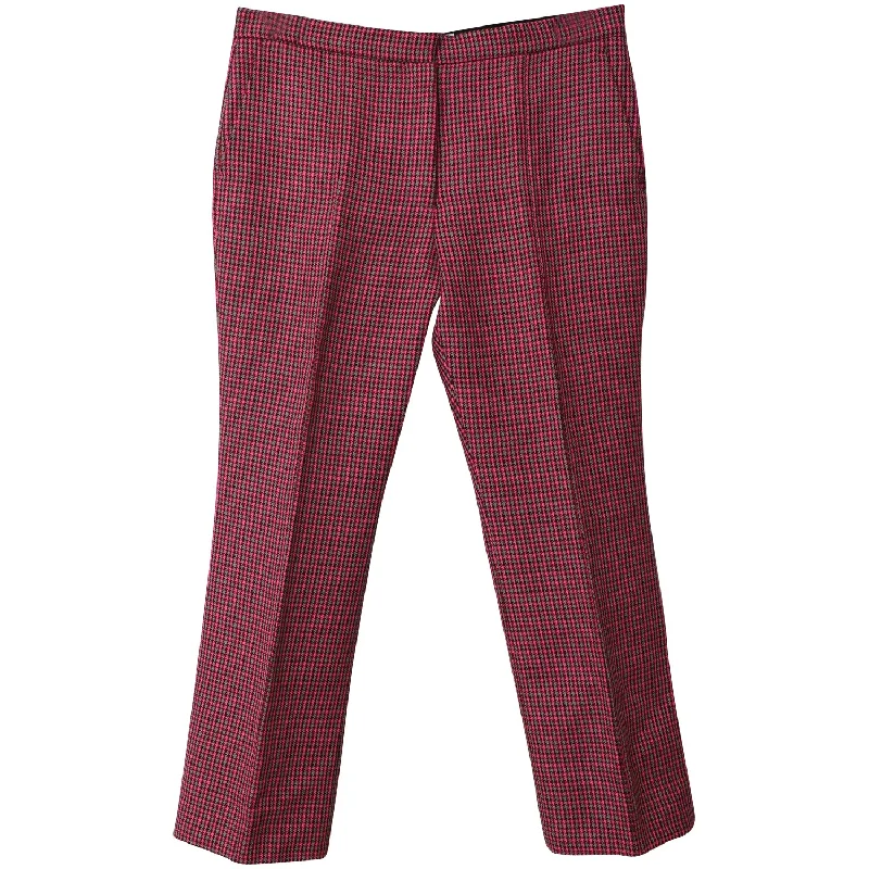 Limited Time Offer MSGM Houndstooth Cropped Dress Pants in Red Fleece Wool