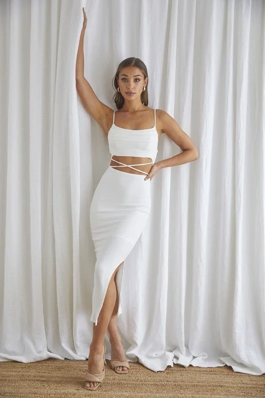 Additional Time-Limited Offers White Cutout Midi Dress