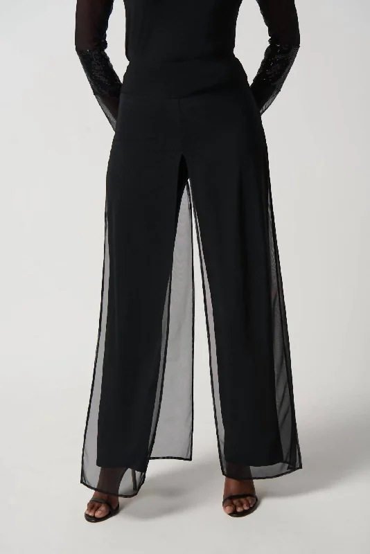 Chic & Cozy Collection Wide Leg Knit Pants In Black