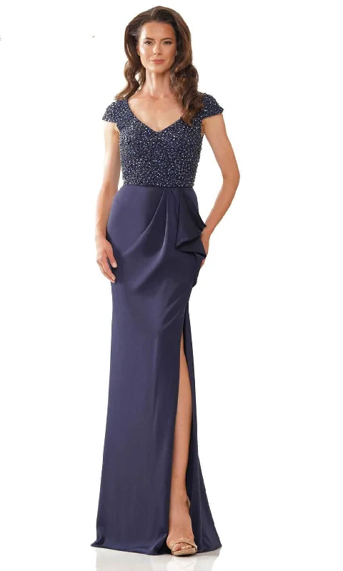 Preppy Style Rina Di Montella RD2779 - Beaded Cap Sleeve Evening Gown