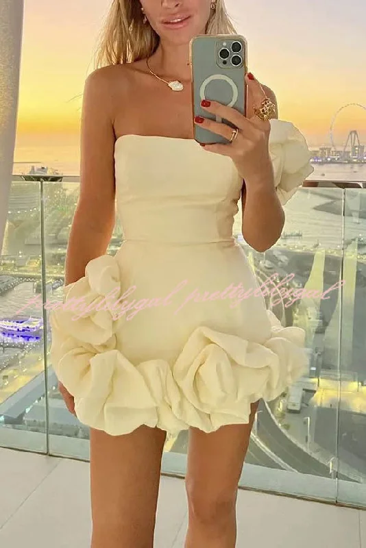 Online Boutiques Affordable Delightful and Elegant Vibe Off Shoulder Flounce Bottom Mini Dress