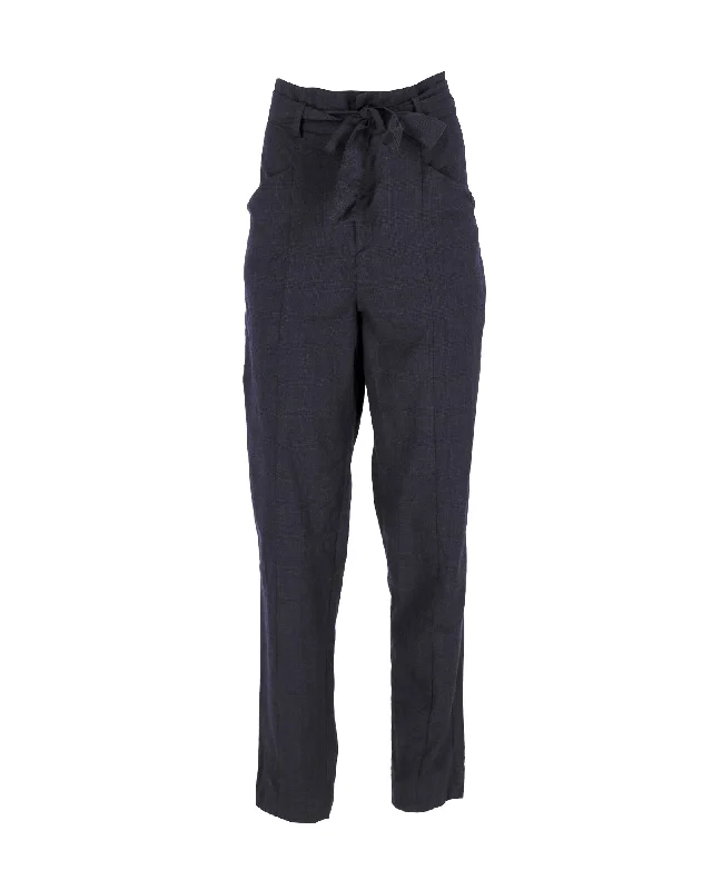 All Season Basics Discount Isabel Marant Etoile Tie-Waist Trousers in Navy Blue Wool