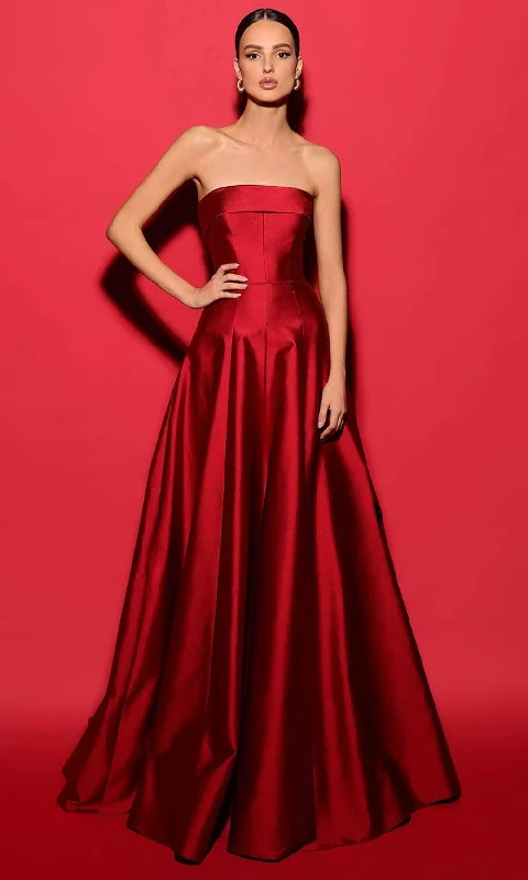 Best Boutiques Online Tarik Ediz 98572 - Straight-Across Seamed Evening Gown