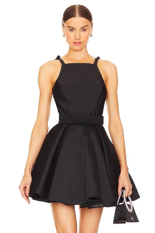 Edgy Fashion Kayce Tie-Shoulder Black Mini Dress