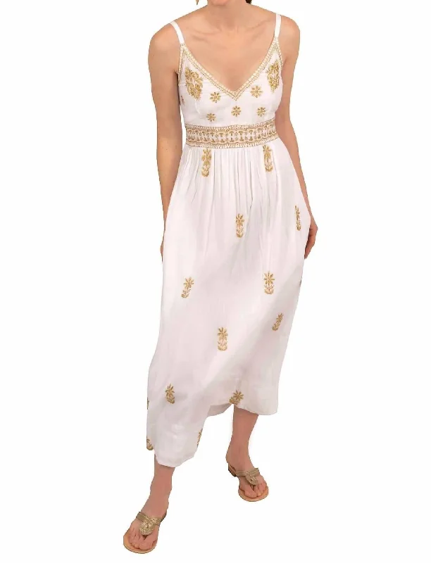 Chic Casual Style Fiesta Time Maxi Dress In White/gold