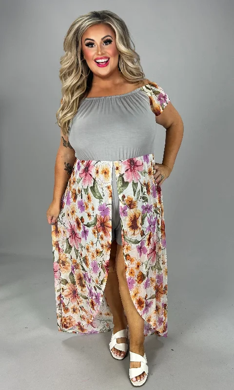 Style Redefined SALE!! LD-P {All The Allure} Latte Floral Romper PLUS SIZE 1X 2X 3X