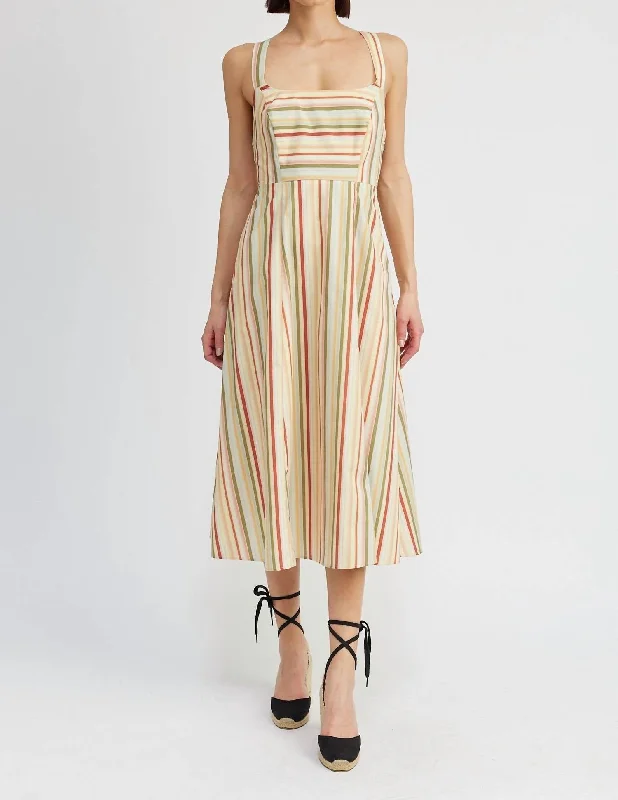 High End Women's Wear Lydia Midi Dress In Butter Multi