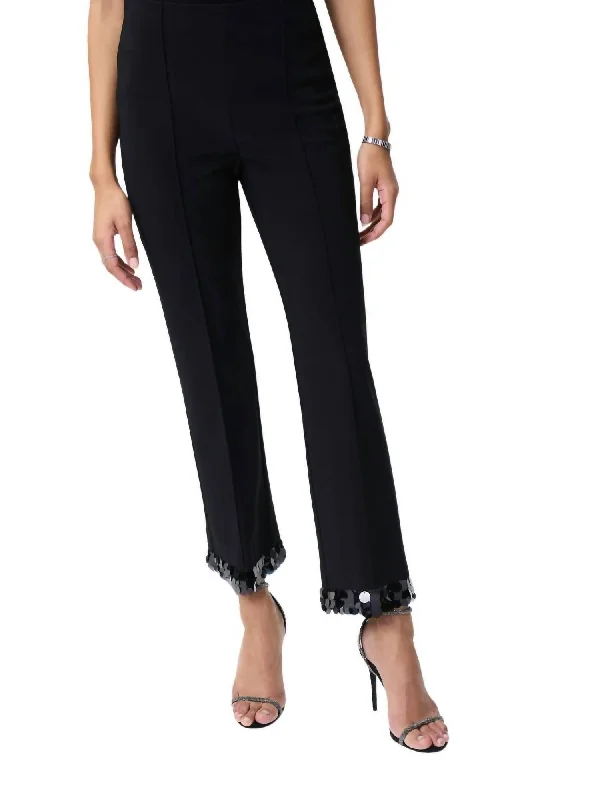 Chic Style Sequin Trim Pants In Black