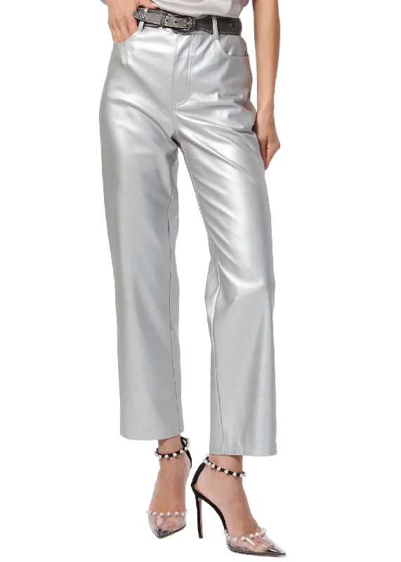 Summer Fashion Hanie Vegan Leather Pant In Silver