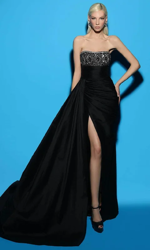 Summer Sale Tarik Ediz 98429 - Beaded Straight-Across Evening Gown