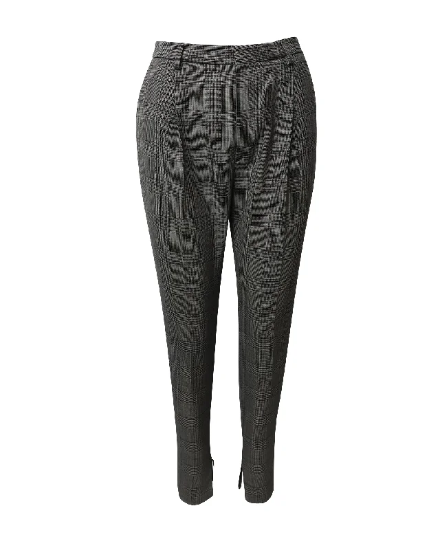 Limited Time Deal Saint Laurent Checked Slim Trousers in Grey Wool